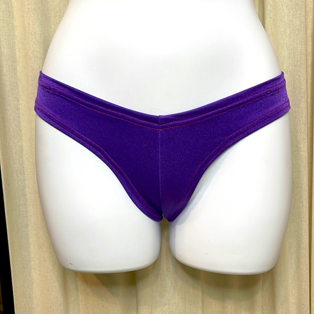 HANDMADE- PURPLE & PINK EXOTIC DANCER RAVE OR FESTIVAL CHEEKY BOOTY SHORTS S/M